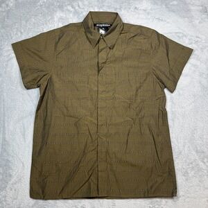 Vintage Estilo Polo Shirt Mens Green XL Button Up Y2K Skater Classic Striped